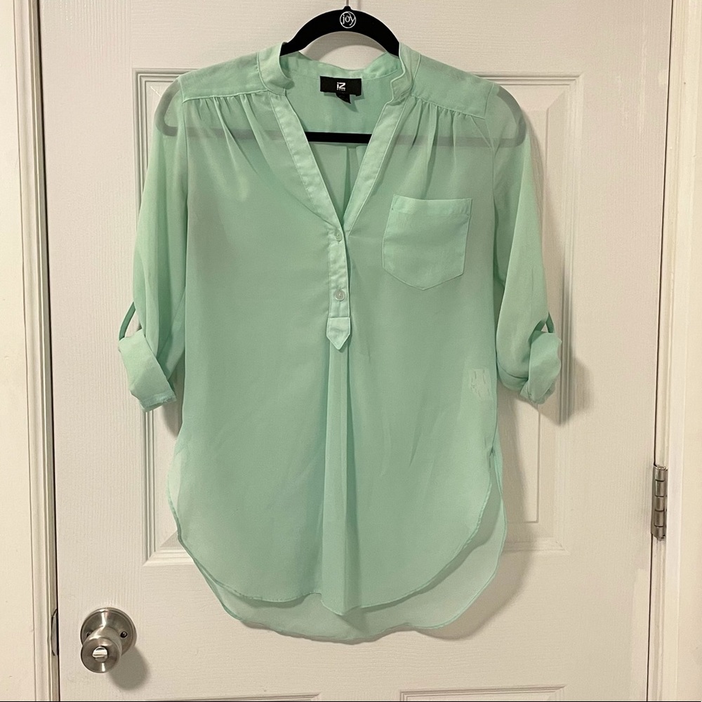 Mint Green Sheer Tunic Blouse XS